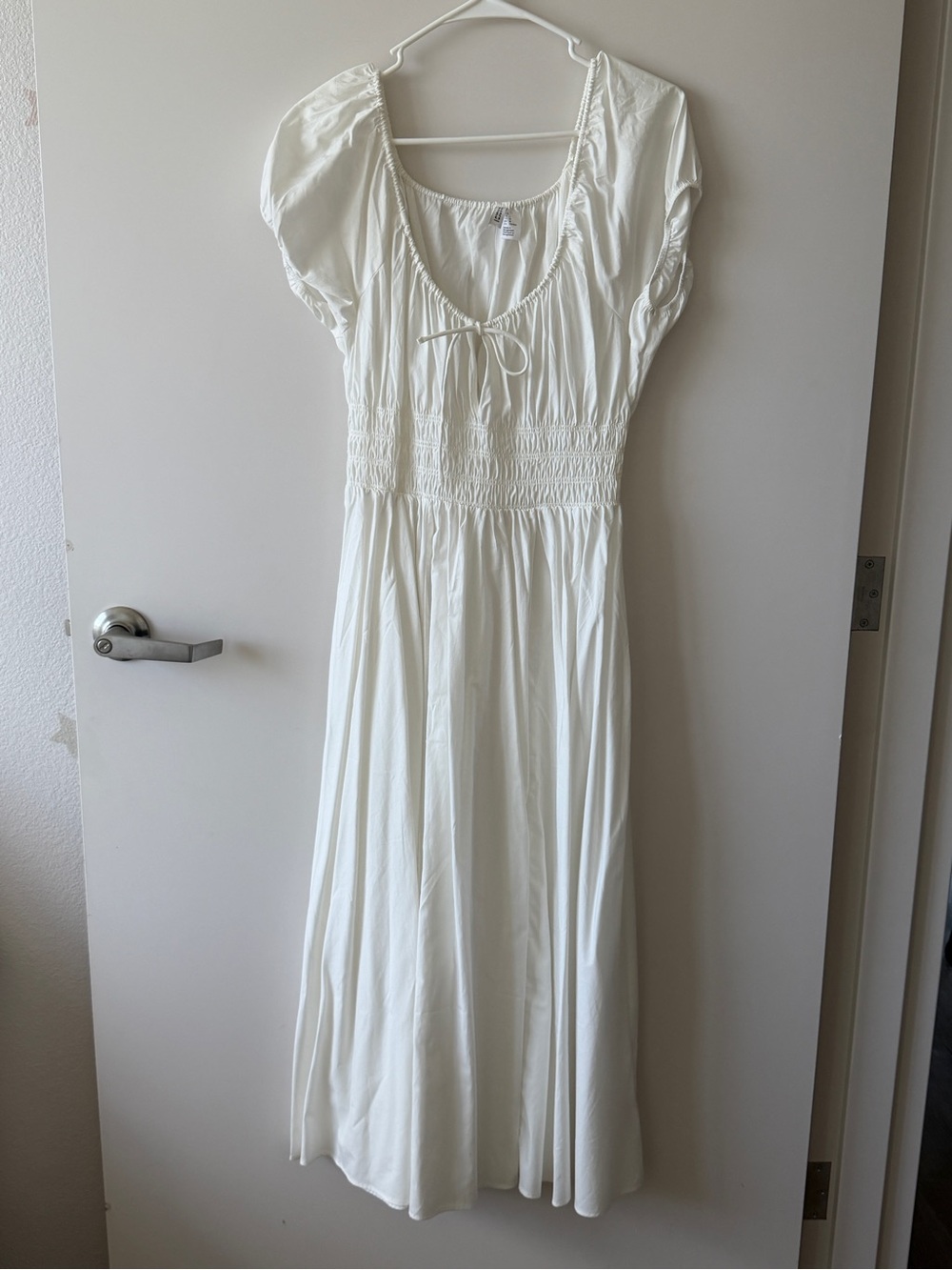 Women’s White Smocked Midi Dress